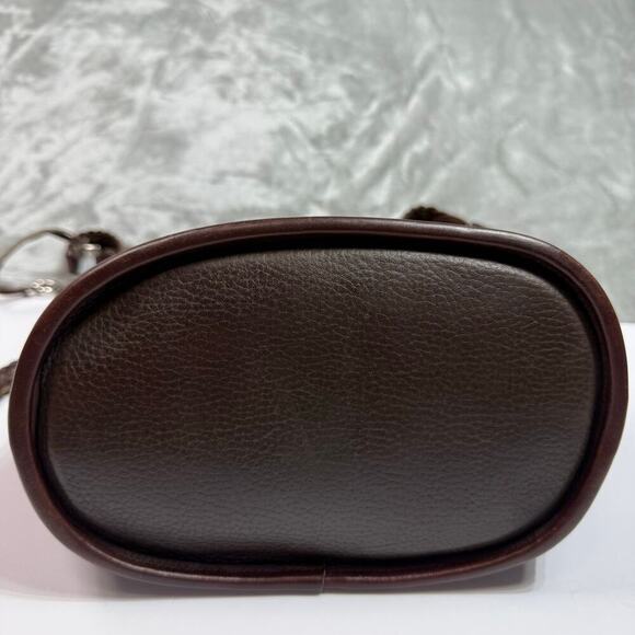 Vintage Brighton Bucket Crossbody‎ Shoulder Bag Brown Crocodile Embossed Trim - Picture 13 of 16